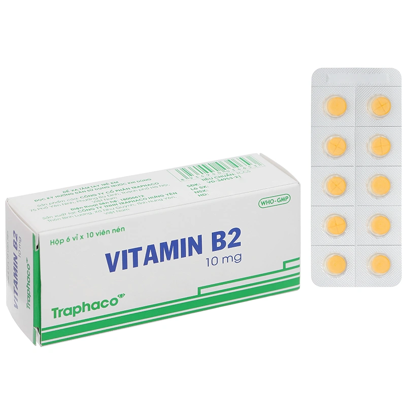 Vitamin B2 Traphaco 10mg dự phòng và điều trị thiếu vitamin B2 (6 vỉ x 10 viên) - 